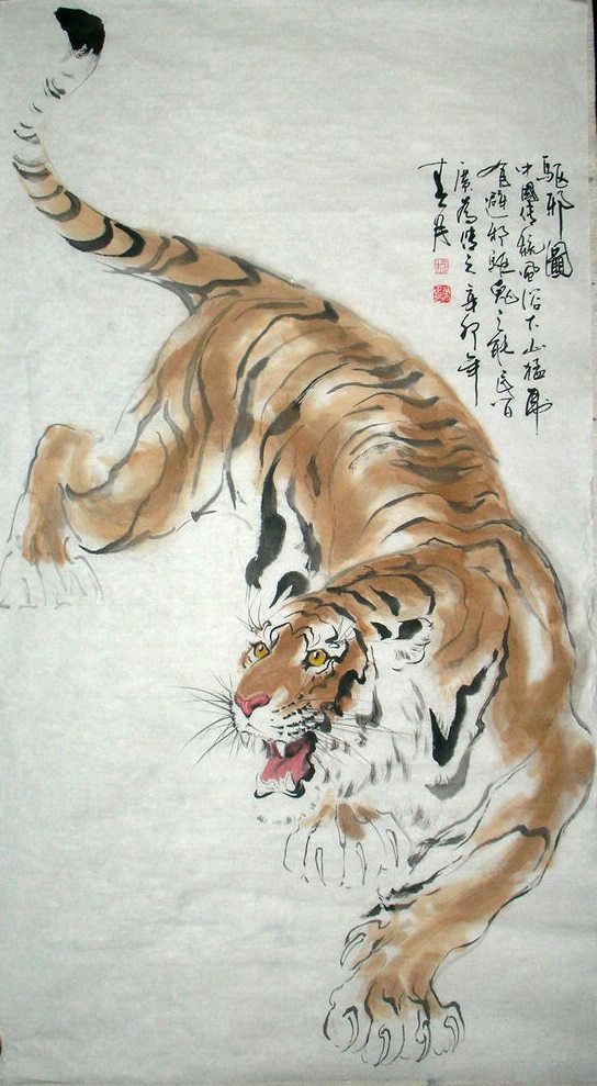 tiger creeping painting