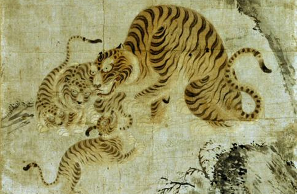 tiger and cubs painting