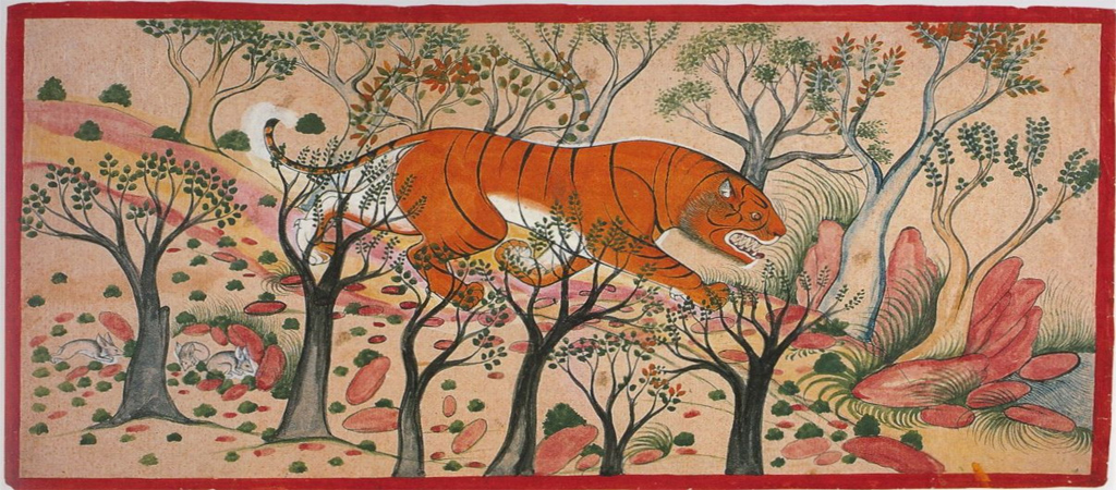 tiger in trees painting